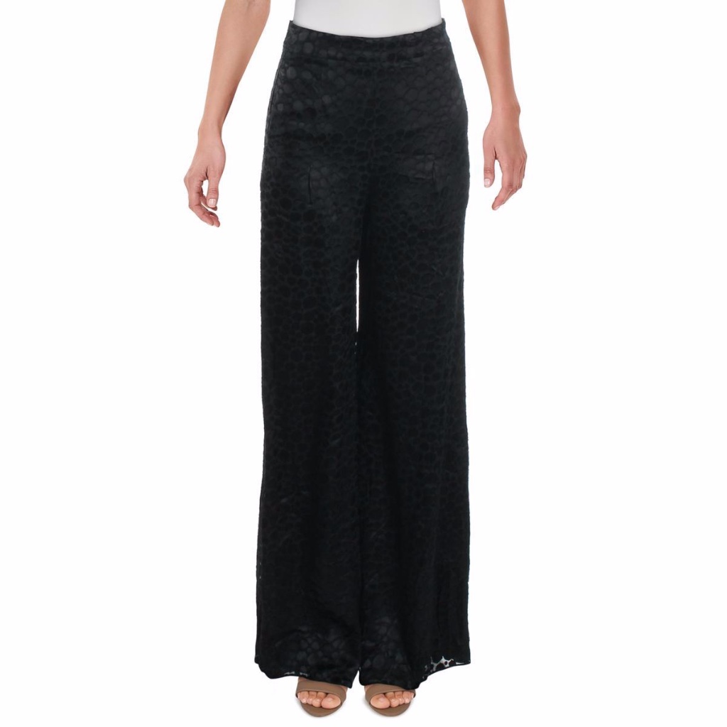 Alexis Galini Silk Blend Animal Print Wide Leg Pants